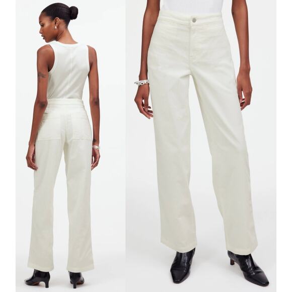 Madewell Pants - Madewell | NWT | Emmett Wide-Leg Pant Corduroy Welt Pocket winter white | Sz 30